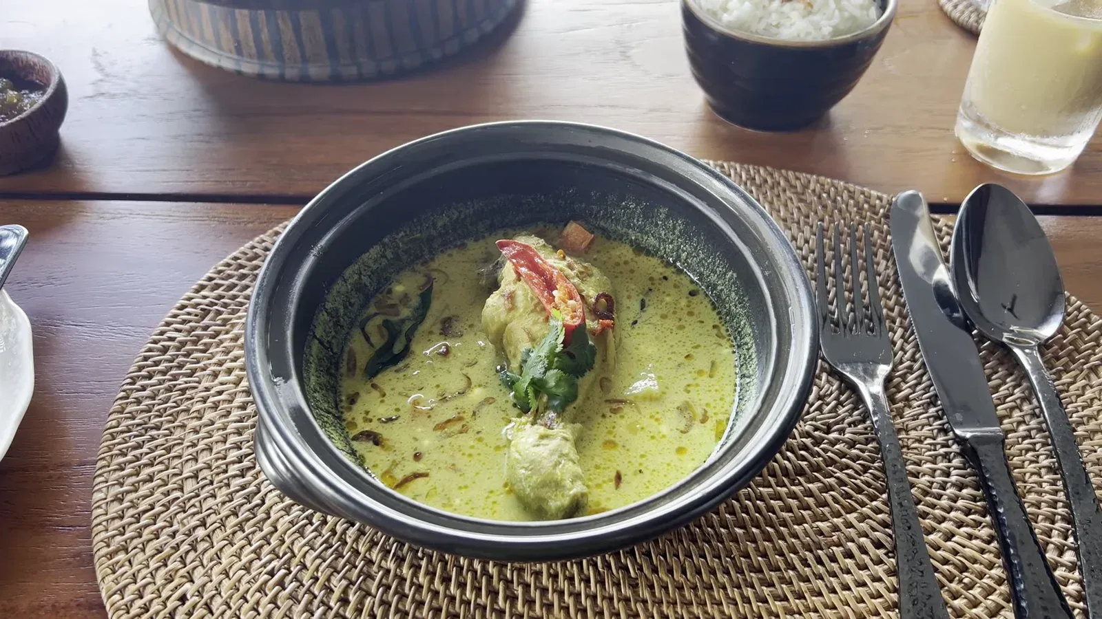 Gulai Ayam, a Javanese chicken curry, served at breakfast at The Sira Lombok